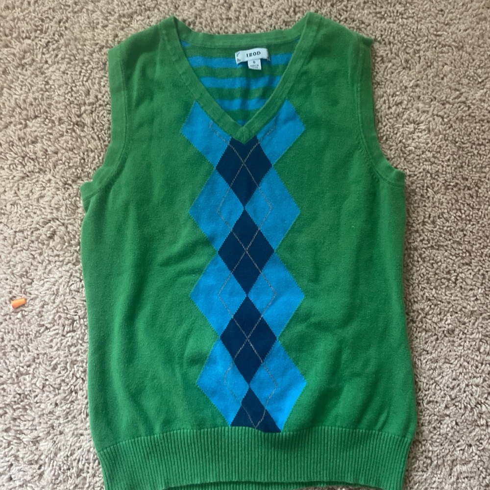 Izod Green and Blue Argyle Sweater Vest